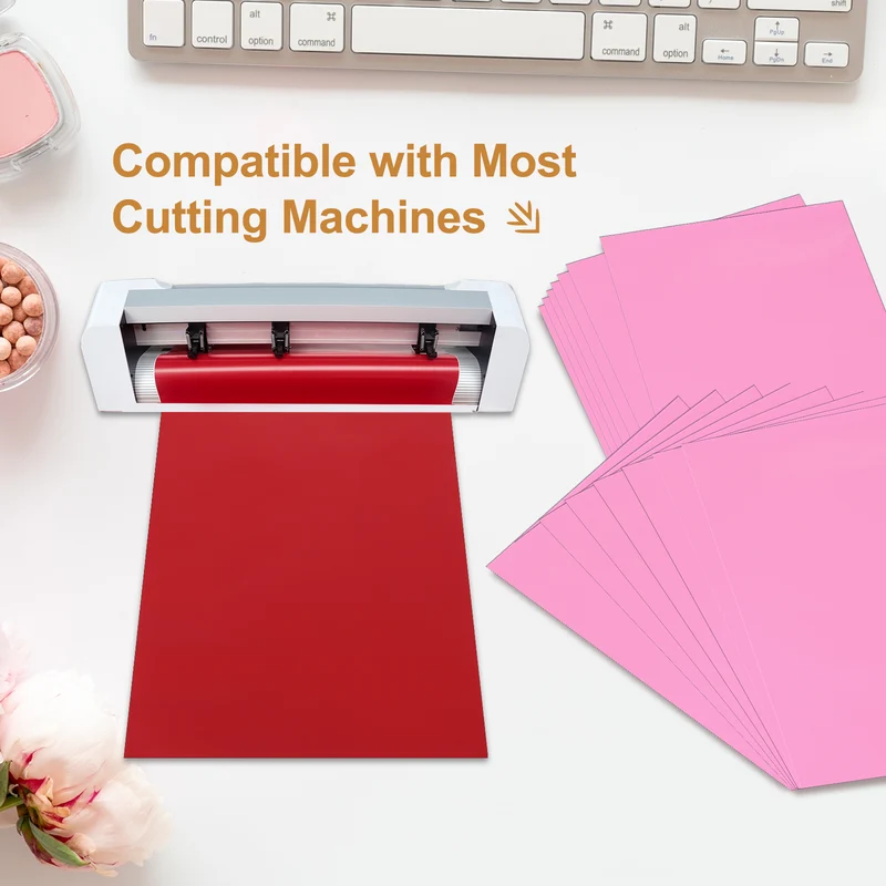 10Pcs Adhesive Vinyl Sheets Bundle,8.3”x 12”Self Adhesive Vinyl, Pink