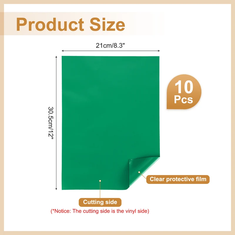 10Pcs Adhesive Vinyl Sheets Bundle,8.3”x 12”Self Adhesive Vinyl, Dark Green