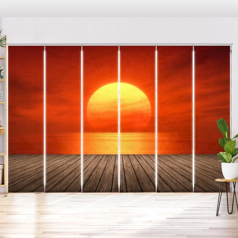 Schiebegardine Motiv "Sonnenuntergang Meer Steg"