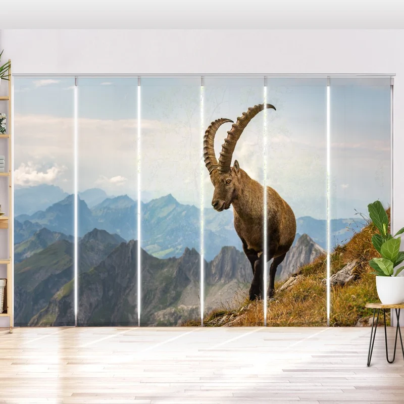 Schiebegardine Motiv "Steinbock Alpen Berge"