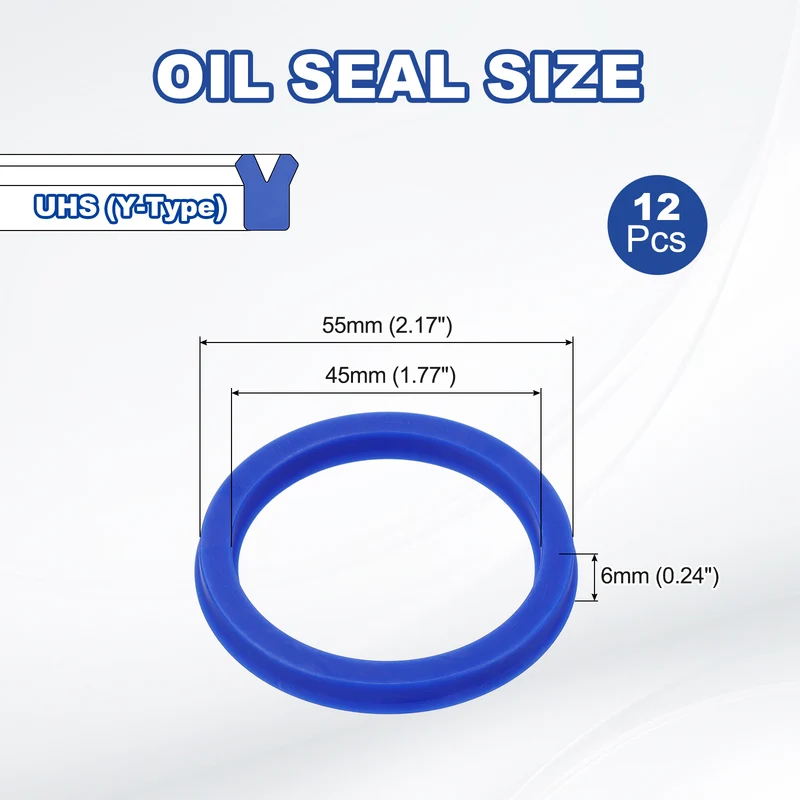 12 Pcs UHS Radial Shaft Seal 45mm ID x 55mm OD x 6mm W Metric TPU Oil Seal Blue