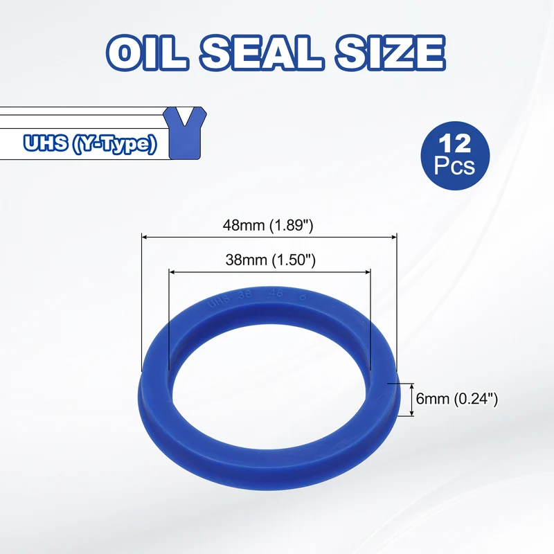 12 Pcs UHS Radial Shaft Seal 38mm ID x 48mm OD x 6mm W Metric TPU Oil Seal Blue