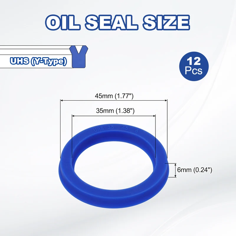 12 Pcs UHS Radial Shaft Seal 35mm ID x 45mm OD x 6mm W Metric TPU Oil Seal Blue