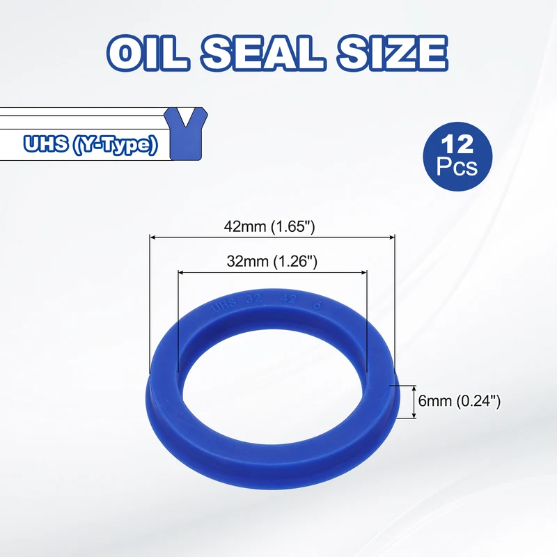 12 Pcs UHS Radial Shaft Seal 32mm ID x 42mm OD x 6mm W Metric TPU Oil Seal Blue