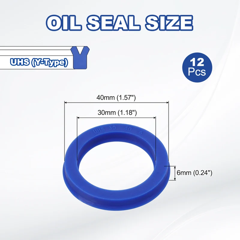 12 Pcs UHS Radial Shaft Seal 30mm ID x 40mm OD x 6mm W Metric TPU Oil Seal Blue
