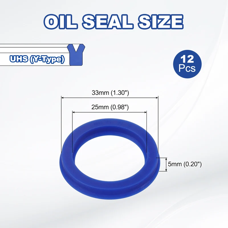 12 Pcs UHS Radial Shaft Seal 25mm ID x 33mm OD x 5mm W Metric TPU Oil Seal Blue