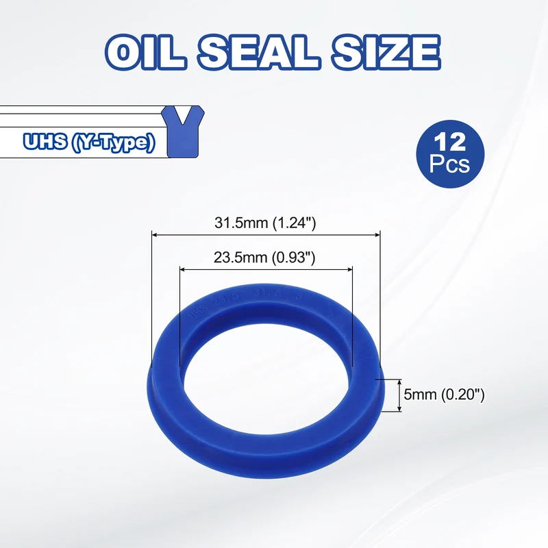 12 Pcs UHS Radial Shaft Seal 23.5mm ID x 31.5mm OD x 5mm W TPU Oil Seal Blue