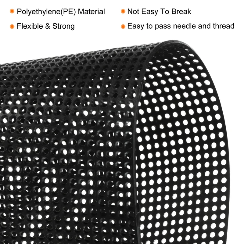 4Pcs Plastic Mesh Canvas Sheets 13"x20" 7 Count Round Hole Blank Canvas Black for Embroidery Needlepoint, Knit Crochet Yarn Crafting