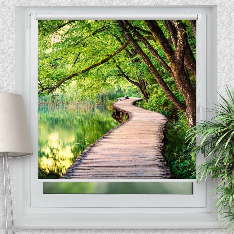 Klemmfix Rollo "Wald See Steg" | Motiv-Klemmrollo