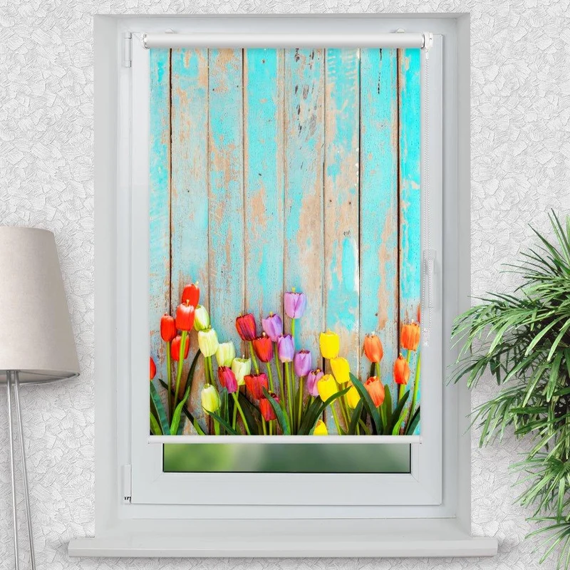 Klemmfix Rollo "Tulpen vintage" | Motiv-Klemmrollo