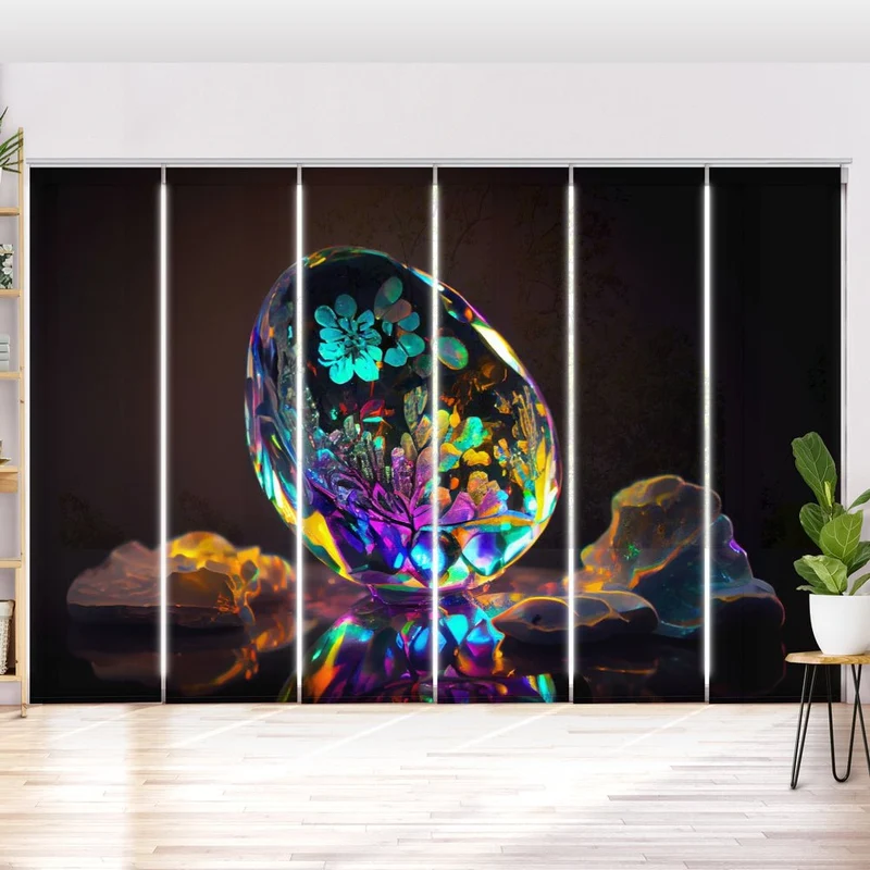 Schiebegardine Motiv "Kristal Opal bunt"