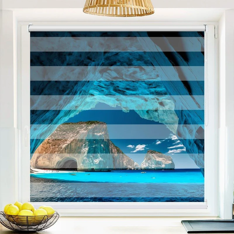 Klemmfix Doppelrollo "Lagune Klippen Meer" | Klemm Doppelrollo