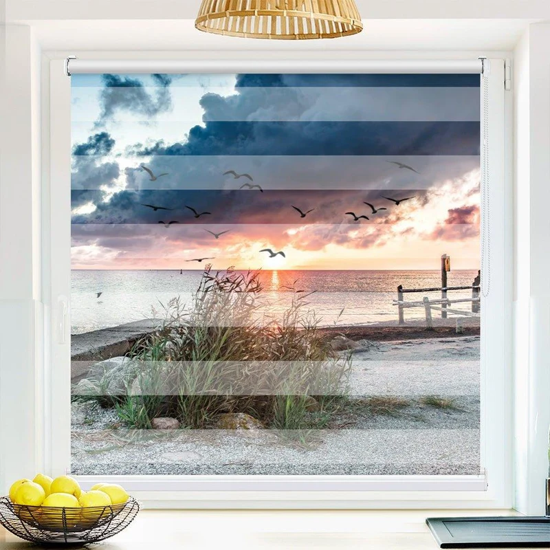 Klemmfix Doppelrollo "Sonnenuntergang Küste" | Klemm Doppelrollo