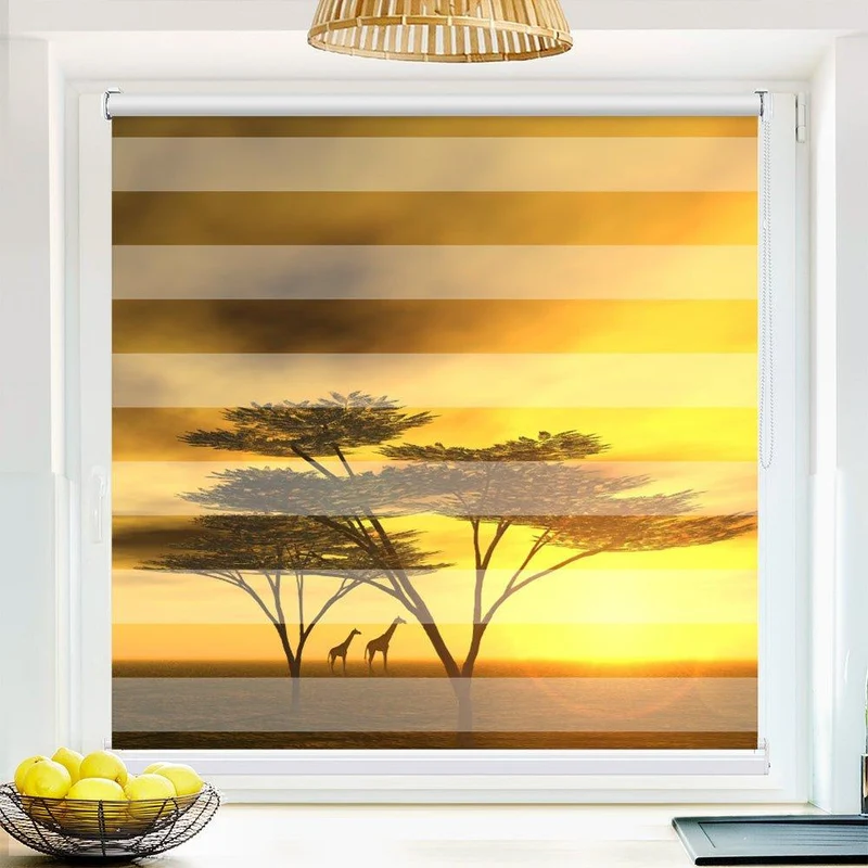 Klemmfix Doppelrollo "Afrika Giraffen" | Klemm Doppelrollo