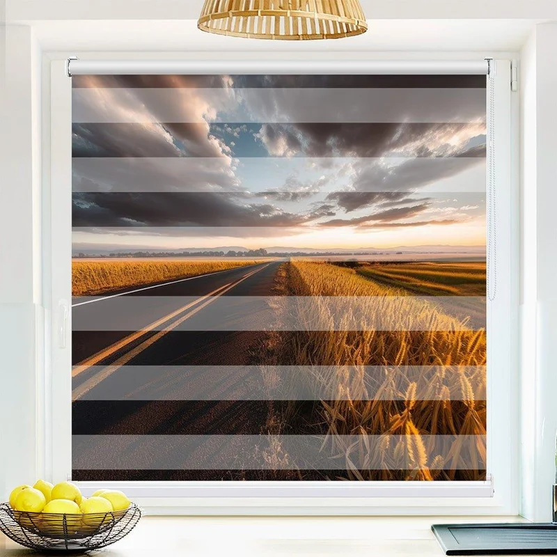 Klemmfix Doppelrollo "Kornfeld Sonnenuntergang" | Klemm Doppelrollo