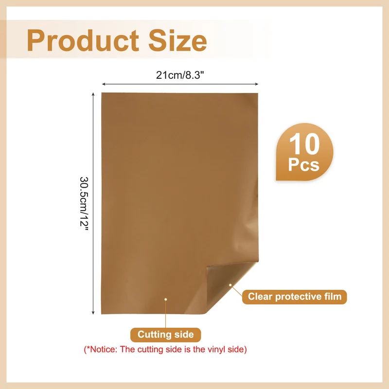10Pcs Adhesive Vinyl Sheets Bundle,8.3”x 12”Self Adhesive Vinyl, Metallic Copper