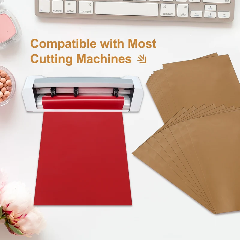 10Pcs Adhesive Vinyl Sheets Bundle,8.3”x 12”Self Adhesive Vinyl, Metallic Copper