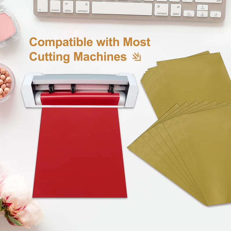 10Pcs Adhesive Vinyl Sheets Bundle,8.3”x 12”Self Adhesive Vinyl, Metallic Gold