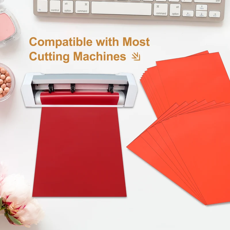 10Pcs Adhesive Vinyl Sheets Bundle,8.3”x 12”Self Adhesive Vinyl, Orange
