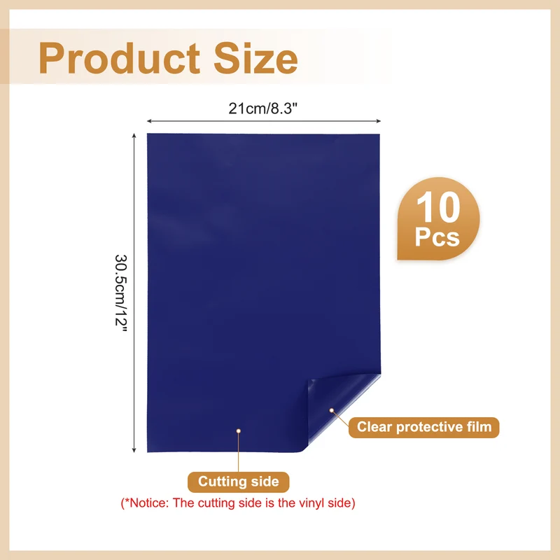 10Pcs Adhesive Vinyl Sheets Bundle,8.3”x 12”Self Adhesive Vinyl, Dark Blue