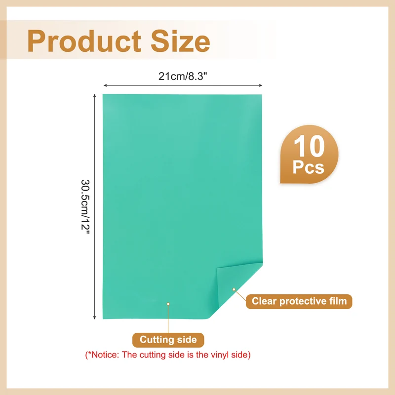 10Pcs Adhesive Vinyl Sheets Bundle,8.3”x 12”Self Adhesive Vinyl, Deep Lake Green