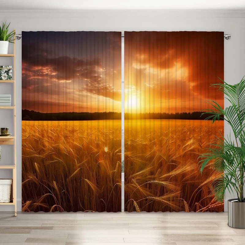 Vorhang Motiv "Kornfeld Sommer Sonnenuntergang"
