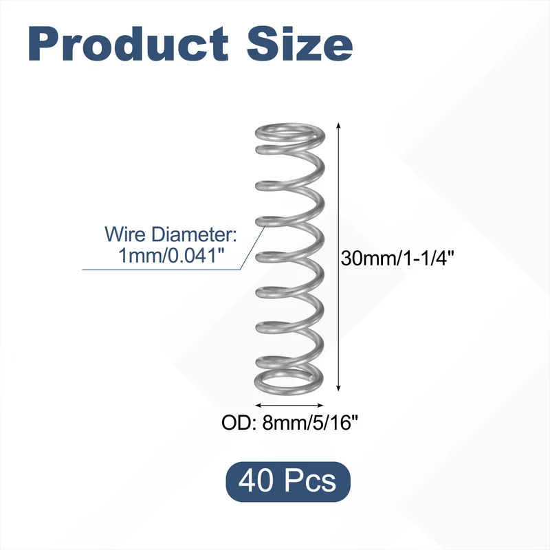 40Pcs SP 9720 Compression Spring 304 Stainless Steel, 0.041" GA, 5/16"x1-1/4"