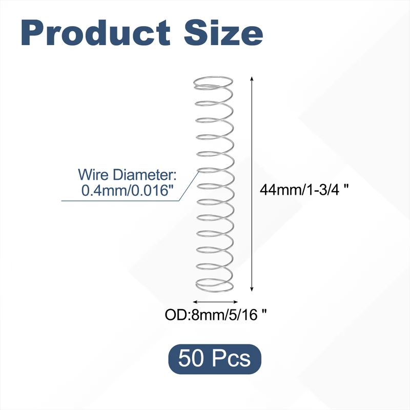 50Pcs SP 9723 Compression Spring 304 Stainless Steel, 0.016" GA, 5/16"x1-3/4"