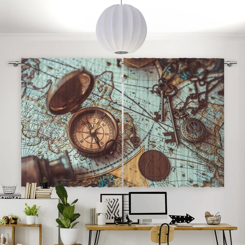 Vorhang Motiv "Seefahrt Nautik Kompass"