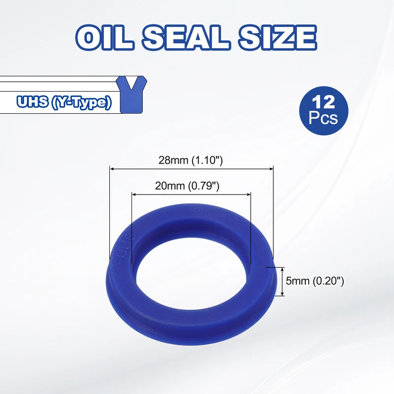 12 Pcs UHS Radial Shaft Seal 20mm ID x 28mm OD x 5mm W Metric TPU Oil Seal Blue