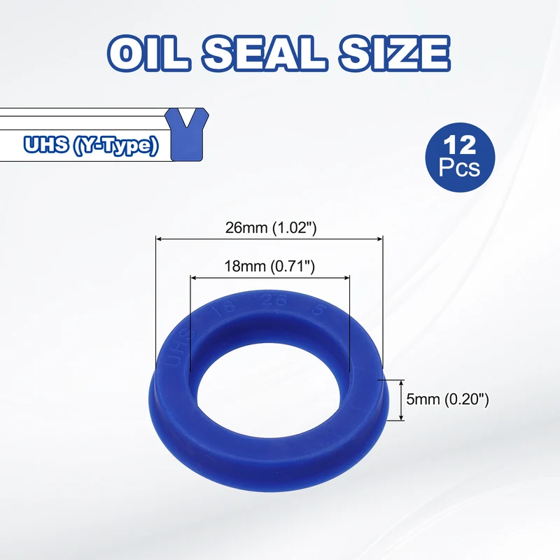 12 Pcs UHS Radial Shaft Seal 18mm ID x 26mm OD x 5mm W Metric TPU Oil Seal Blue