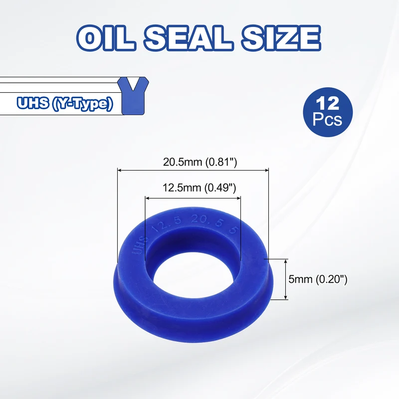 12 Pcs UHS Radial Shaft Seal 12.5mm ID x 20.5mm OD x 5mm W TPU Oil Seal Blue