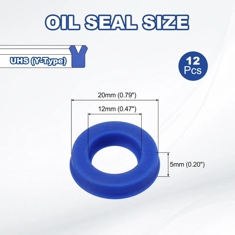 12 Pcs UHS Radial Shaft Seal 12mm ID x 20mm OD x 5mm W Metric TPU Oil Seal Blue