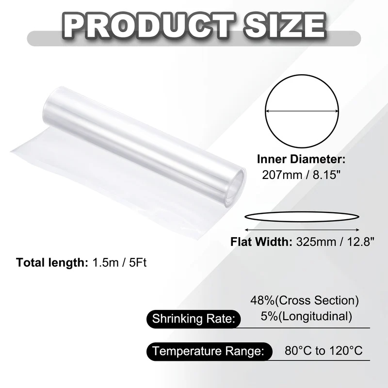 Battery Wrap, Heat Shrink Tubing, 325mm Flat Width 207mm ID, Transparent