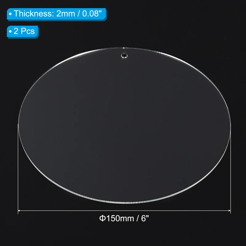 2pcs 6" Dia. Acrylic Circles Round Clear Plastic Sheet Ornament Disk Blank