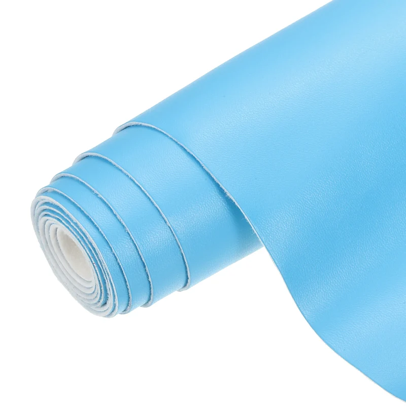 PU Faux Leather Fabric 1 Yards Synthetic Leather Material Sky Blue