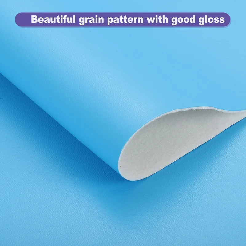 PU Faux Leather Fabric 1 Yards Synthetic Leather Material Sky Blue
