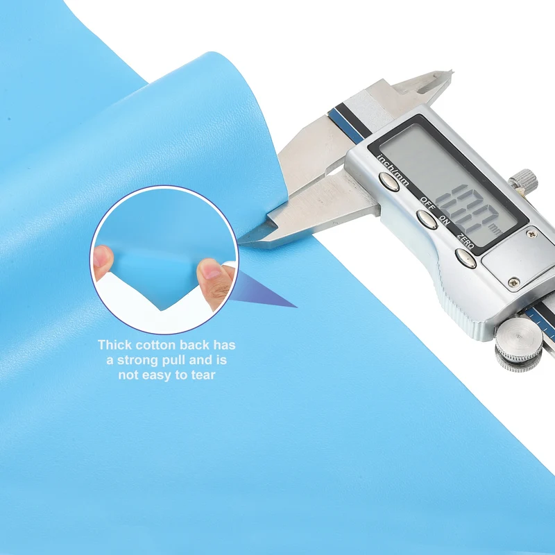 PU Faux Leather Fabric 1 Yards Synthetic Leather Material Sky Blue