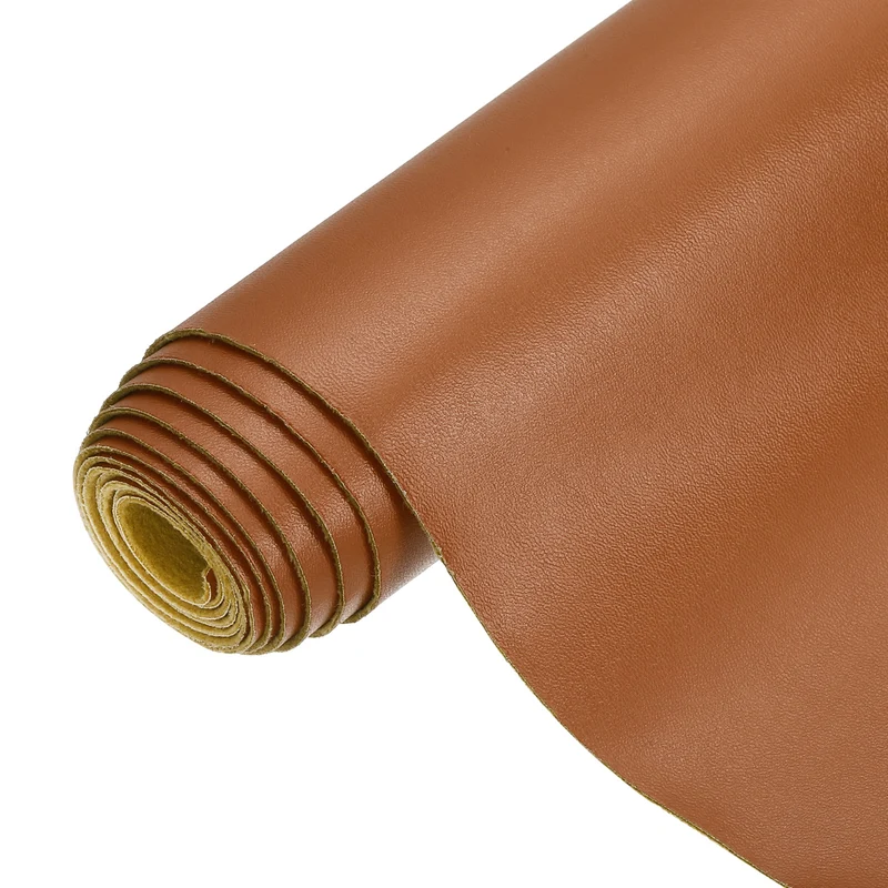 PU Faux Leather Fabric 1 Yards Synthetic Leather Material, Brown