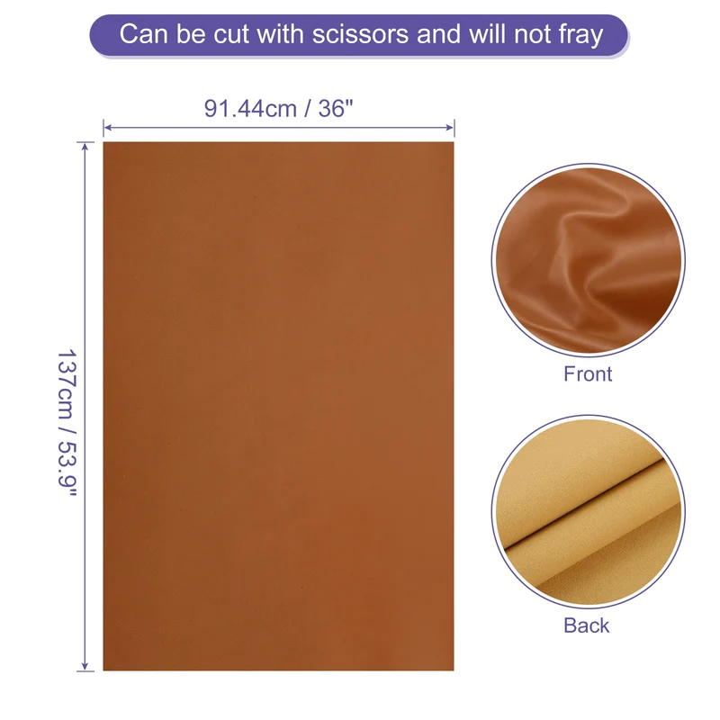 PU Faux Leather Fabric 1 Yards Synthetic Leather Material, Brown