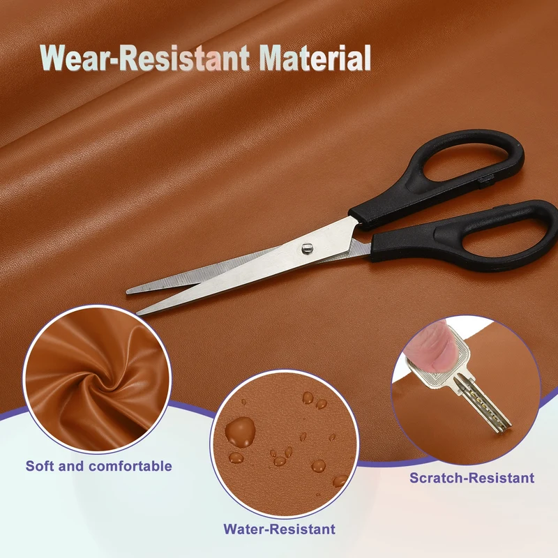 PU Faux Leather Fabric 1 Yards Synthetic Leather Material, Brown