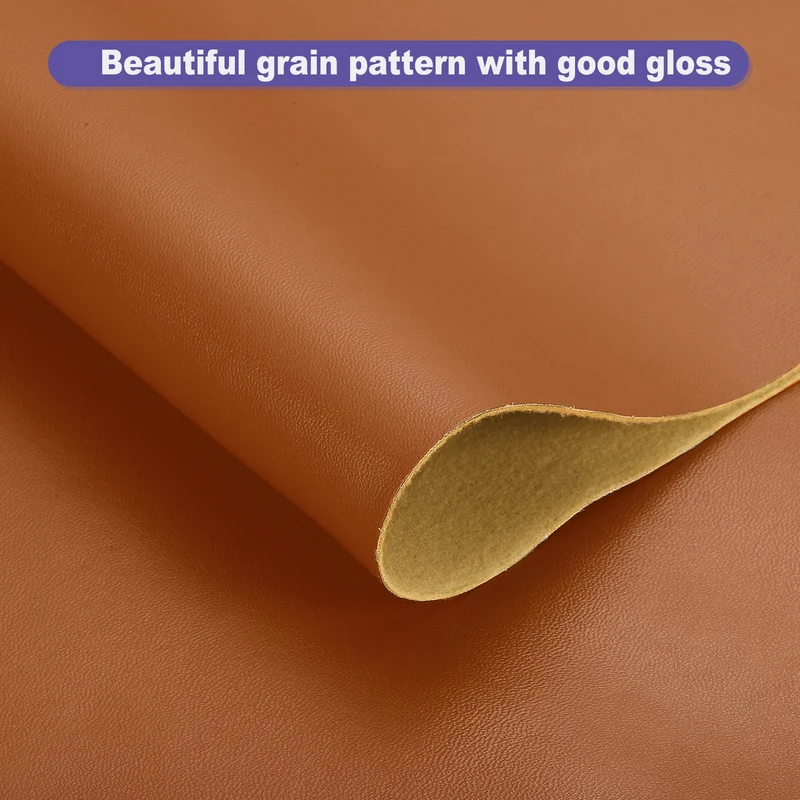 PU Faux Leather Fabric 1 Yards Synthetic Leather Material, Brown