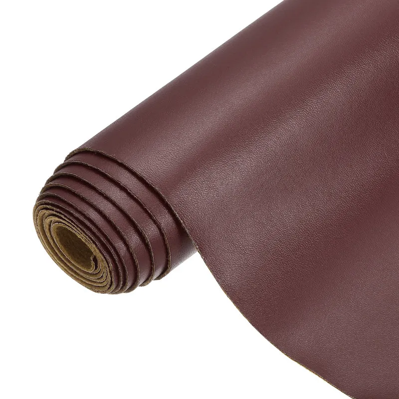 PU Faux Leather Fabric 1 Yards Synthetic Leather Material, Dark Brown