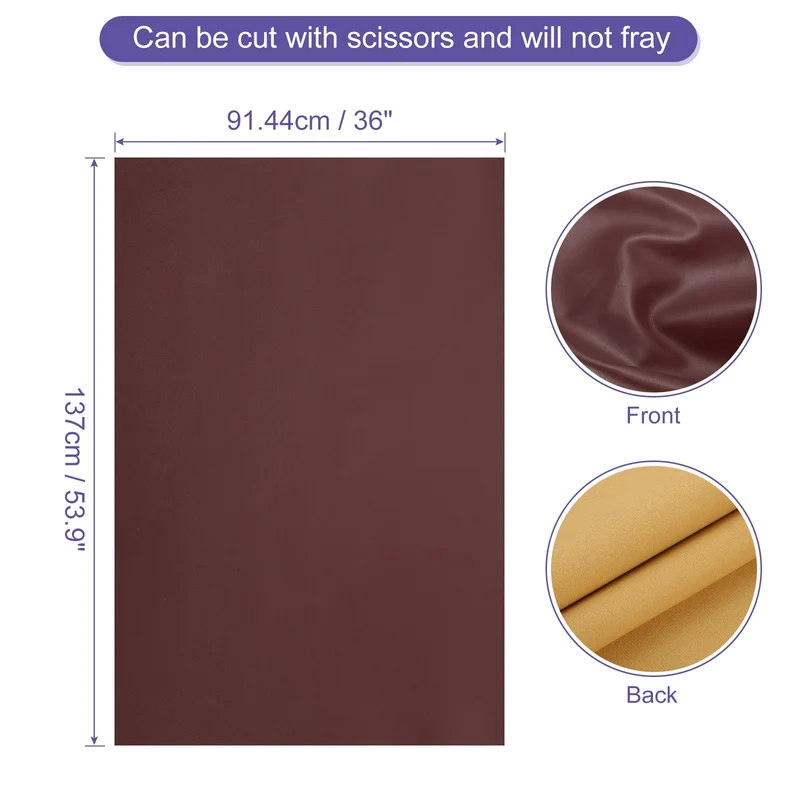 PU Faux Leather Fabric 1 Yards Synthetic Leather Material, Dark Brown
