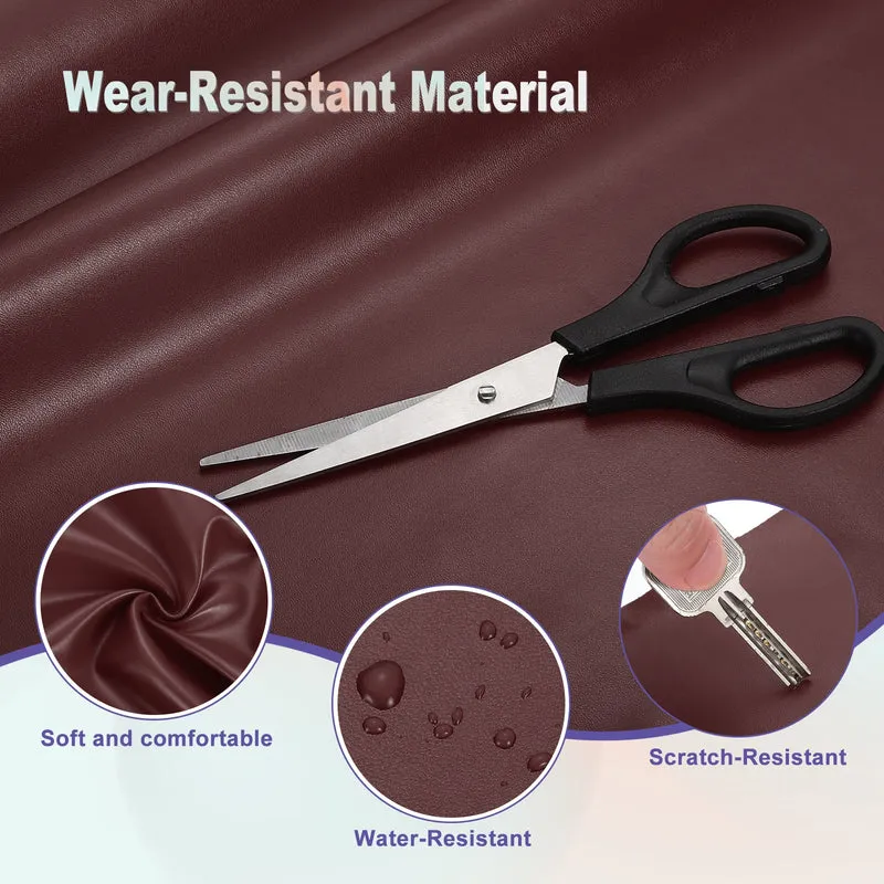 PU Faux Leather Fabric 1 Yards Synthetic Leather Material, Dark Brown