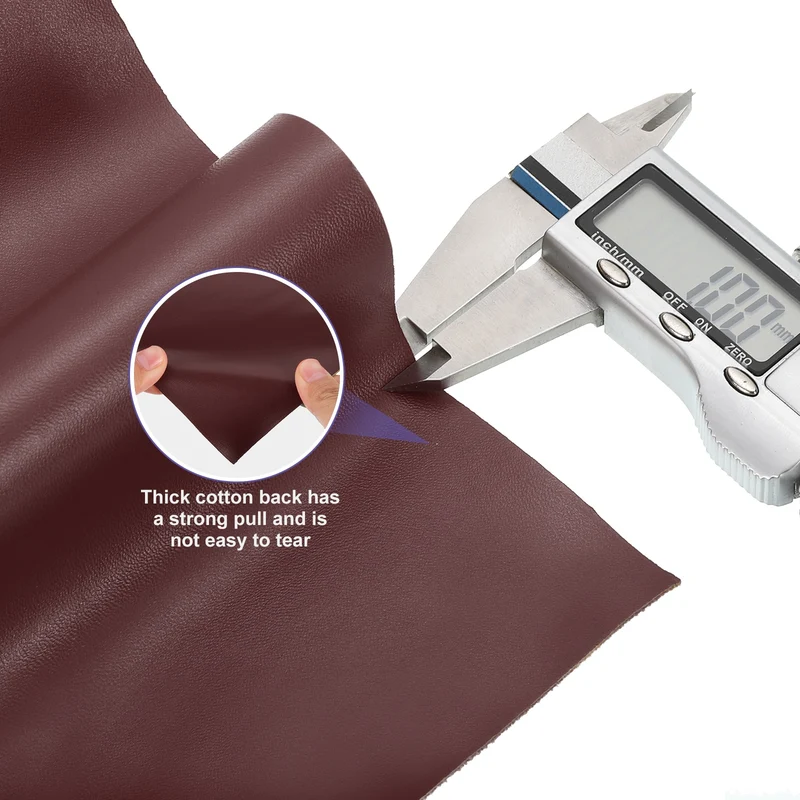 PU Faux Leather Fabric 1 Yards Synthetic Leather Material, Dark Brown