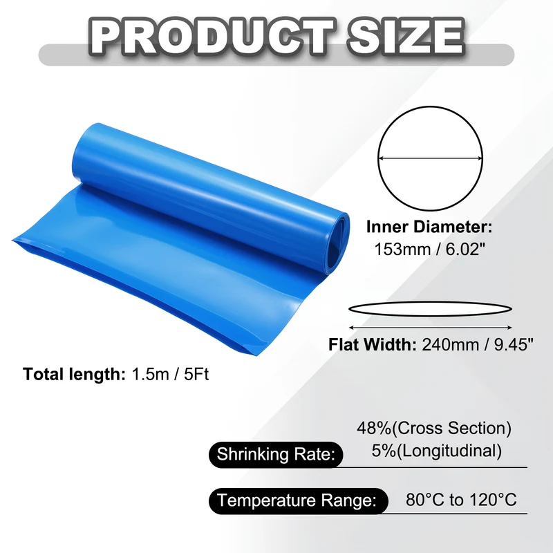 Battery Wrap, Heat Shrink Tubing, 240mm Flat Width 153mm ID, Blue