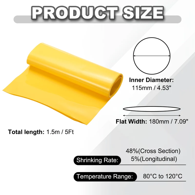 Battery Wrap, Heat Shrink Tubing, 180mm Flat Width 115mm ID, Yellow