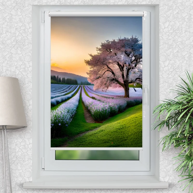 Klemmfix Rollo "Baum Fruehling Landschaft" | Motiv-Klemmrollo