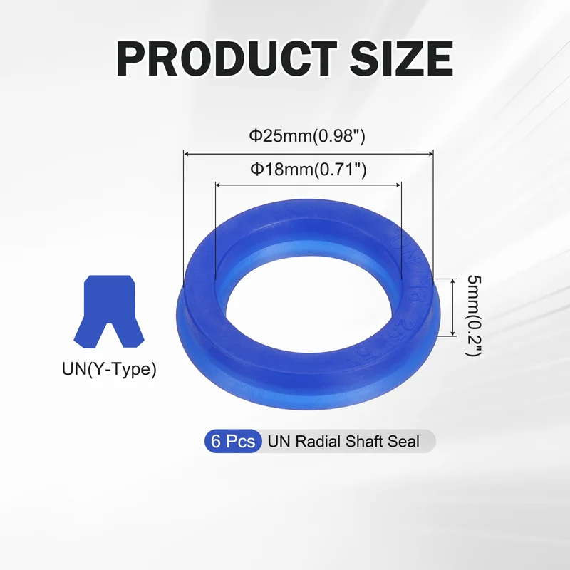 6 Pcs UN Radial Shaft Seal, 18mm ID x 25mm OD x 5mm Width TPU Oil Seal, Blue